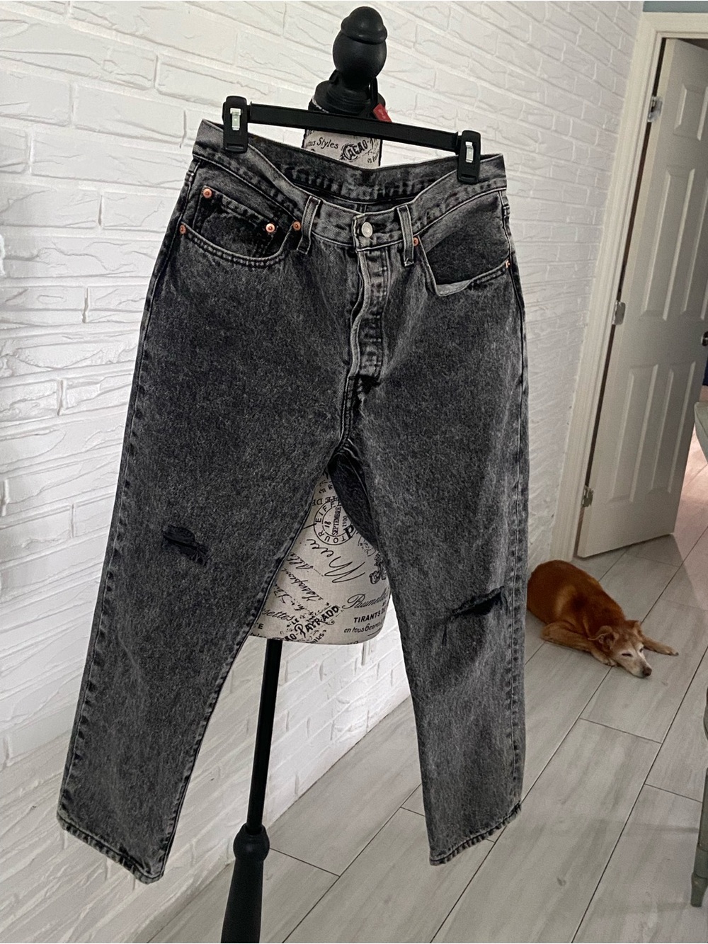 Levi's Black Acid-Wash Relaxed Fit Men’s Jeans